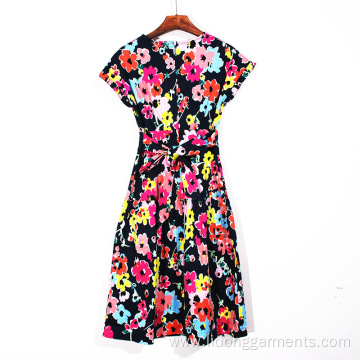 Women Short Sleeve Printing Dress